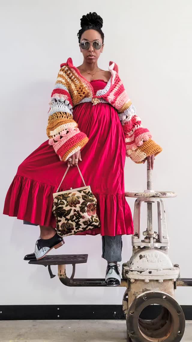 🧶Meet - WHIMSY GIRL CARDI!🌷This cardigan is my 2nd Crochet Challenge & Experiment.

🧶This project had no pattern and absolutely no direction other than allowing my mind to be free, have fun, and to do whatever (stitch) came to mind as I went along, and here we are! 

🧶I started my WHIMSY GIRL in the 1st week of December, which was my 4th month of teaching myself to crochet, and gave myself the challenge of finishing B4 Christmas! 
It came veeeery close, but I did it!!☺️

🌷She's been finished and tucked away while I experiment on crocheting my 1st pair of crochet pants.😬

🤞🏼 Stand by 🤞🏼
.

.
.

#shayzon #crochetcardigan #memade #caroncakes #crochet